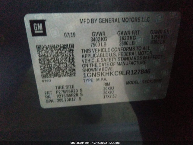 2020 Chevrolet Suburban, VIN: 1GNSKHKC9LR127846