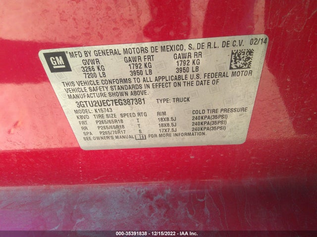 GMC Sierra 1500 Sle 2014 3GTU2UEC7EG387381 Image 10