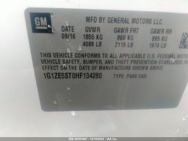 Chevrolet MALIBU LT 2017 1G1ZE5ST0HF134280 Image 9