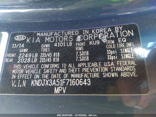 2015 Kia Soul, VIN: KNDJX3A51F7160643