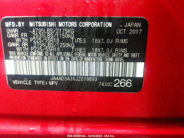 JA4AD3A3XJZ018693 Mitsubishi Outlander