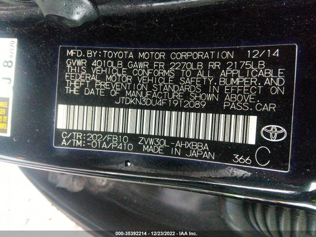 2015 Toyota Prius, VIN: JTDKN3DU4F1912089