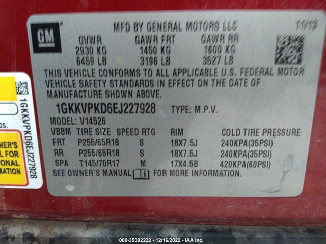 GMC ACADIA SLE 2014 1GKKVPKD6EJ227928 Image 9