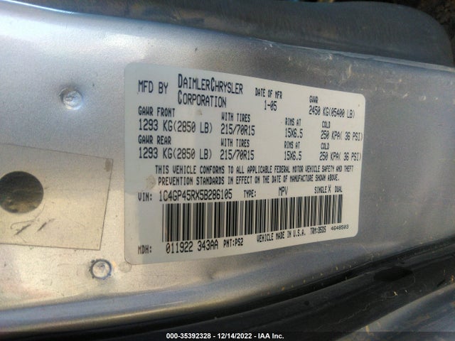 Chrysler Town & Country 2005 1C4GP45RX5B286105 Image 10