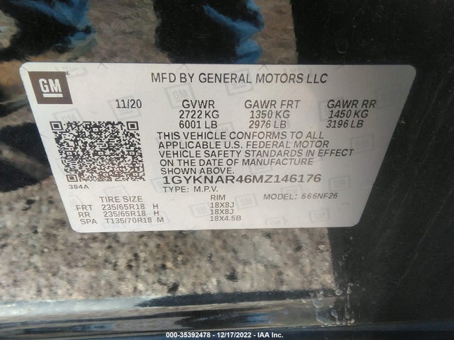 2021 Cadillac XT5, VIN: 1GYKNAR46MZ146176
