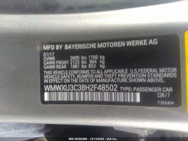 2017 Mini Cooper, VIN: WMWXU3C38H2F48502
