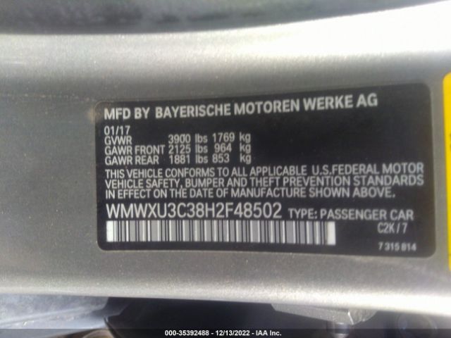WMWXU3C38H2F48502 Mini Cooper