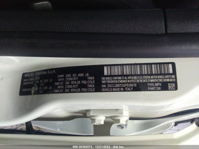 ZACCJBBT2GPE06816 Jeep Renegade Latitude