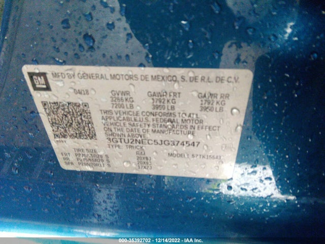 2018 GMC Sierra 1500, VIN: 3GTU2NEC5JG374547