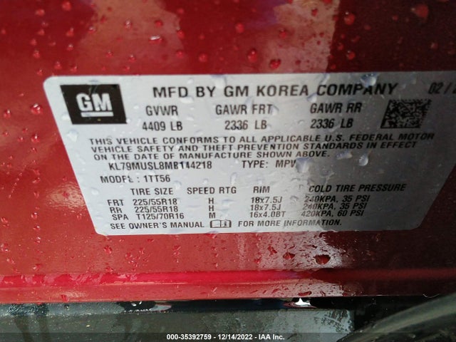 Chevrolet Trailblazer Rs 2021 KL79MUSL8MB144218 Image 9