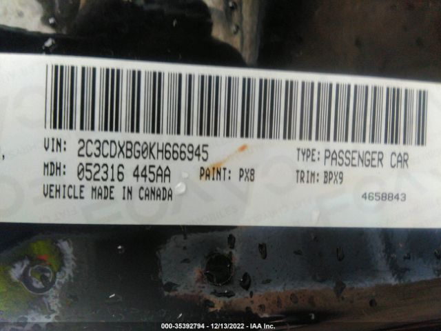 2C3CDXBG0KH666945 Dodge Charger Sxt