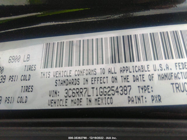 RAM 1500 Big Horn 2016 3C6RR7LT1GG254387 Image 9