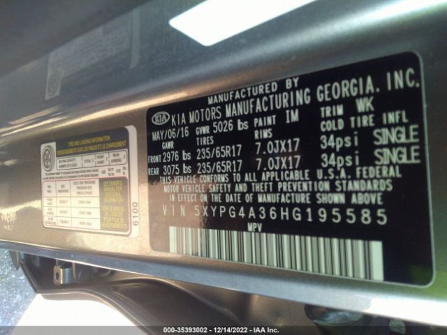 5XYPG4A36HG195585 KIA SORENTO LX