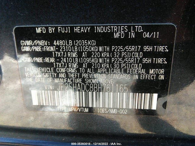 Subaru Forester 2011 JF2SHADC8BH761165 Image 10