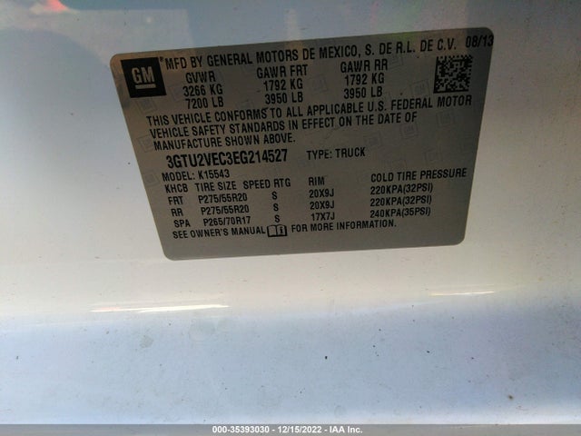 GMC Sierra 1500 Slt 2014 3GTU2VEC3EG214527 Image 10