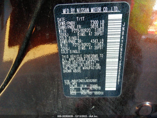 2018 Nissan Armada, VIN: JN8AY2ND3J9052681