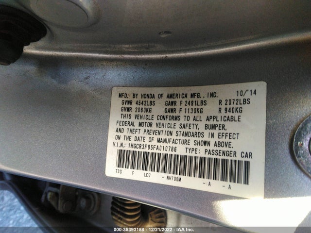 2015 Honda Accord, VIN: 1HGCR3F85FA010786