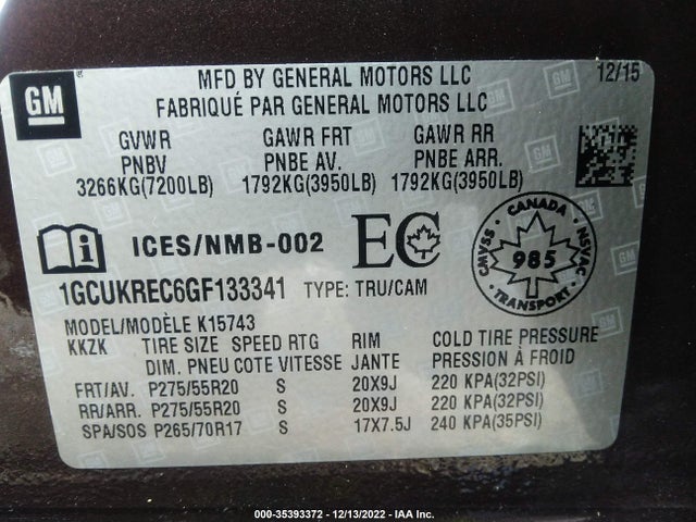 Chevrolet Silverado 1500 Lt 2016 1GCUKREC6GF133341 Image 10