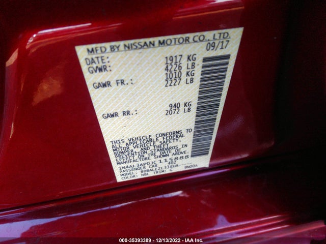 Nissan Altima 2.5 S 2018 1N4AL3AP0JC115888 Image 9