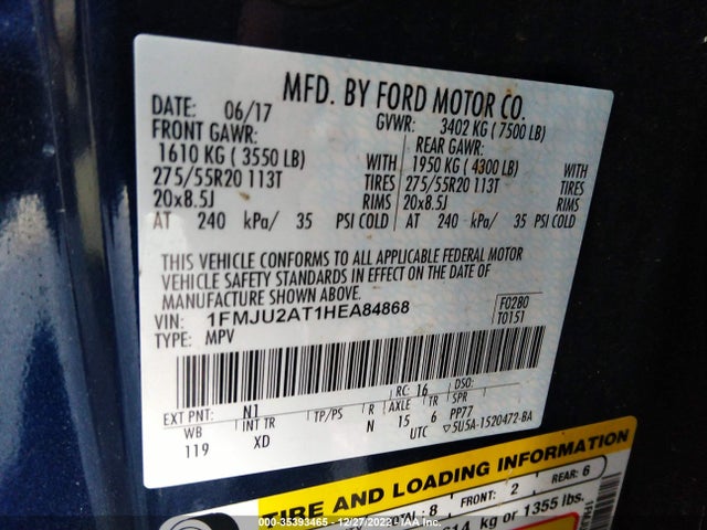 2017 Ford Expedition, VIN: 1FMJU2AT1HEA84868