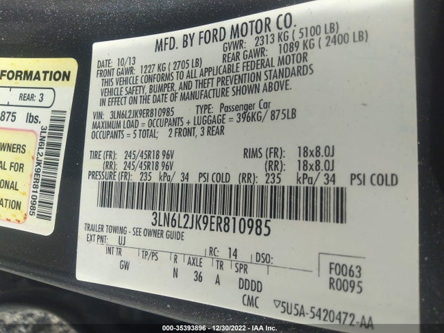 Lincoln MKZ 2014 3LN6L2JK9ER810985 Image 10