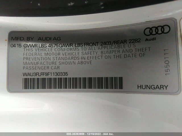 2015 Audi A3, VIN: WAU3FLFF9F1130335