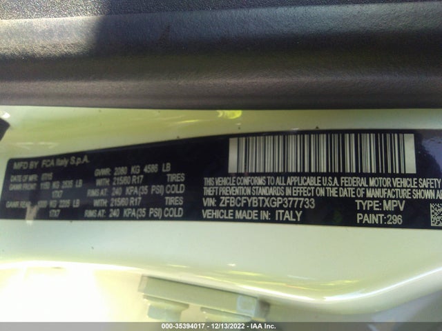 2016 Fiat 500X, VIN: ZFBCFYBTXGP377733