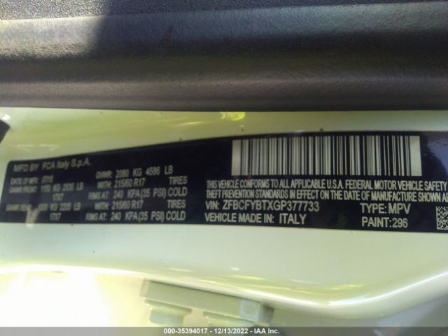 ZFBCFYBTXGP377733 Fiat 500x Easy