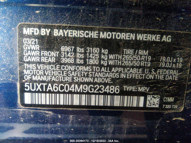 BMW X5 Xdrive45e 2021 5UXTA6C04M9G23486 Image 9