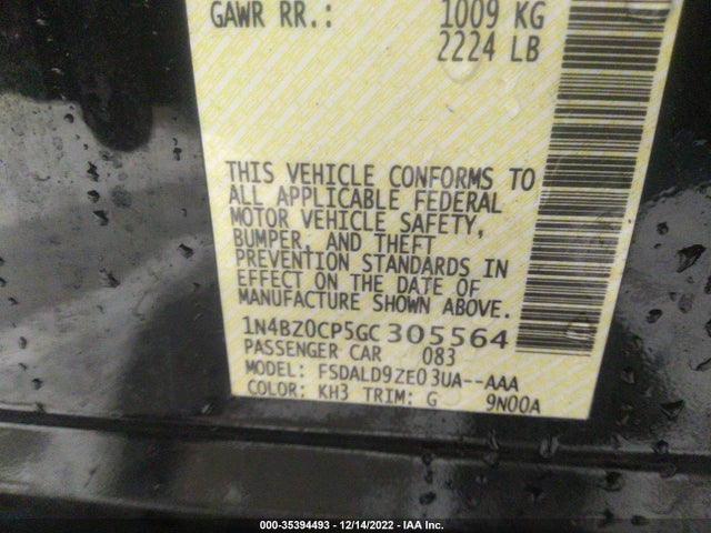 2016 Nissan Leaf, VIN: 1N4BZ0CP5GC305564