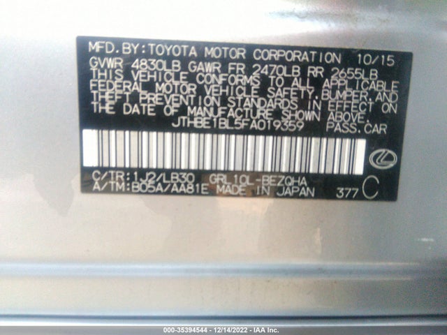JTHBE1BL5FA019359 Lexus GS 350