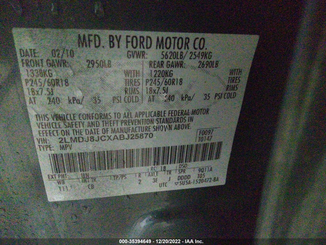 Lincoln MKX 2010 2LMDJ8JCXABJ25870 Image 15