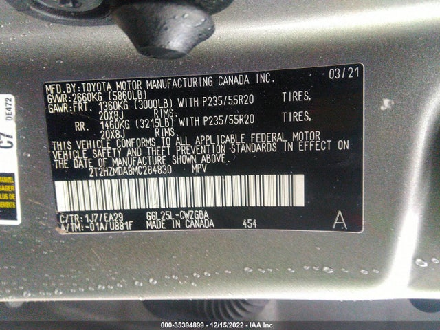 2021 Lexus RX, VIN: 2T2HZMDA8MC284830