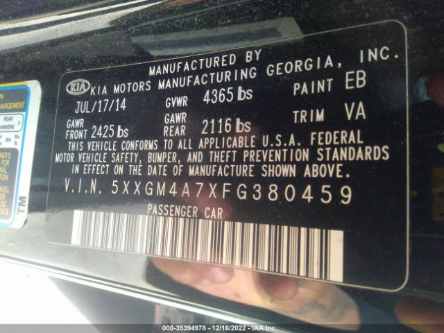 5XXGM4A7XFG380459 KIA Optima Lx