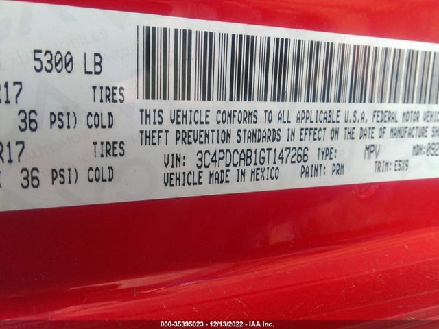 Dodge JOURNEY SE 2016 3C4PDCAB1GT147266 Image 9