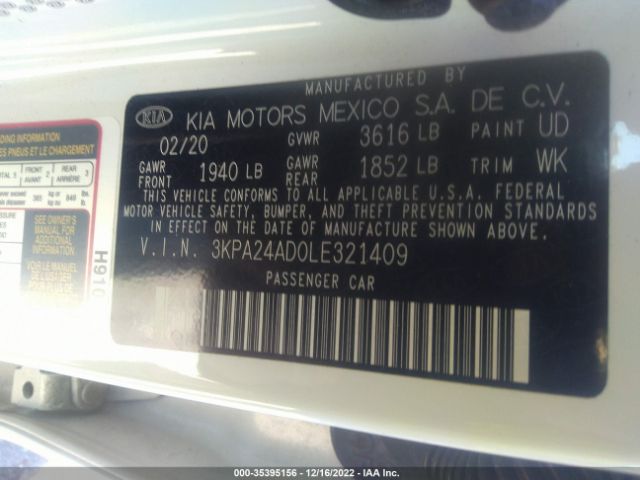 3KPA24AD0LE321409 KIA RIO S