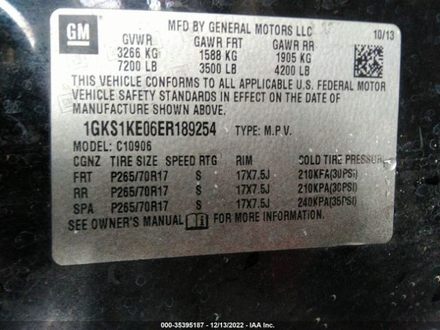1GKS1KE06ER189254 GMC Yukon Xl Slt