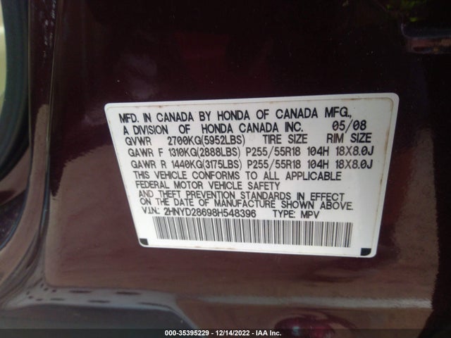 2HNYD28698H548396 Acura Mdx Tech/pwr Tail Gate