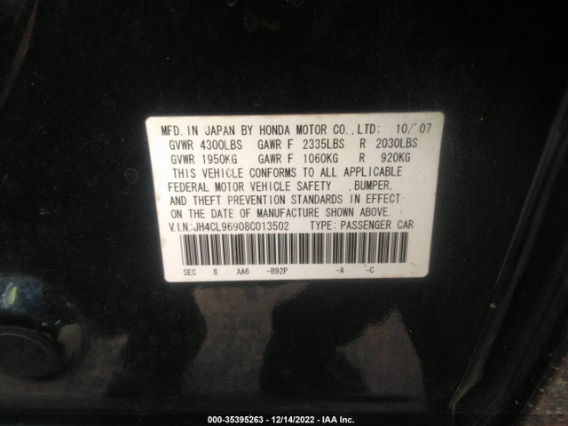 Acura Tsx Nav 2008 JH4CL96908C013502 Image 10