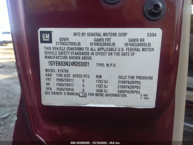 Cadillac Escalade 2004 1GYEK63N24R263001 Image 10