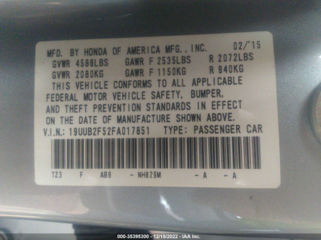 19UUB2F52FA017851 Acura Tlx V6 Tech