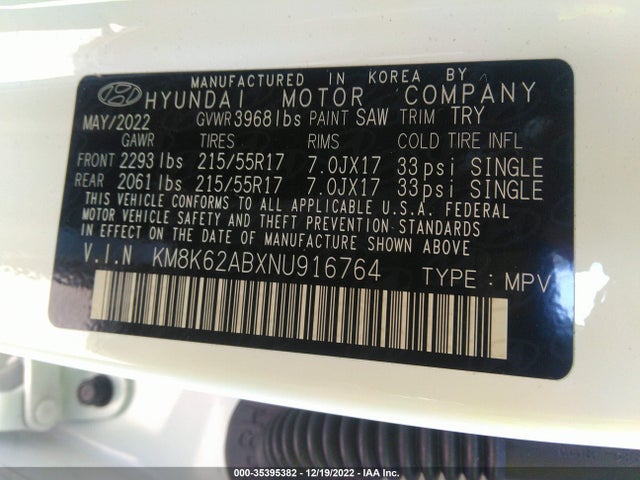 2022 Hyundai Kona, VIN: KM8K62ABXNU916764