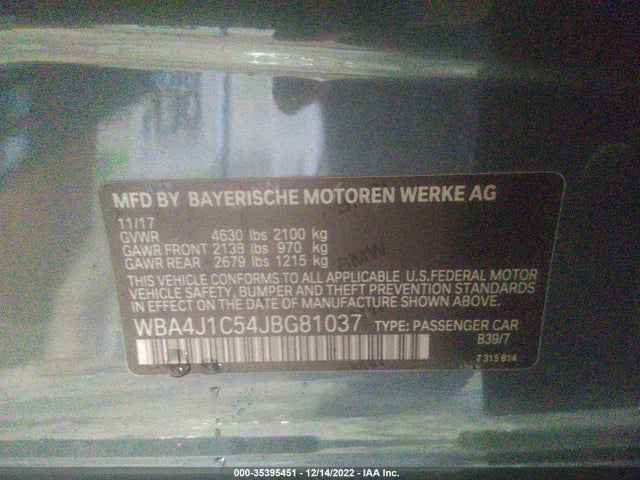 BMW 4 Series 430i 2018 WBA4J1C54JBG81037 Image 9