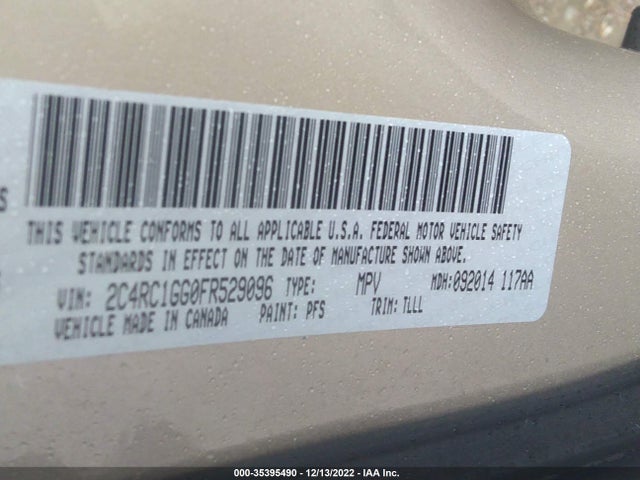 2015 Chrysler Town & Country, VIN: 2C4RC1GG0FR529096