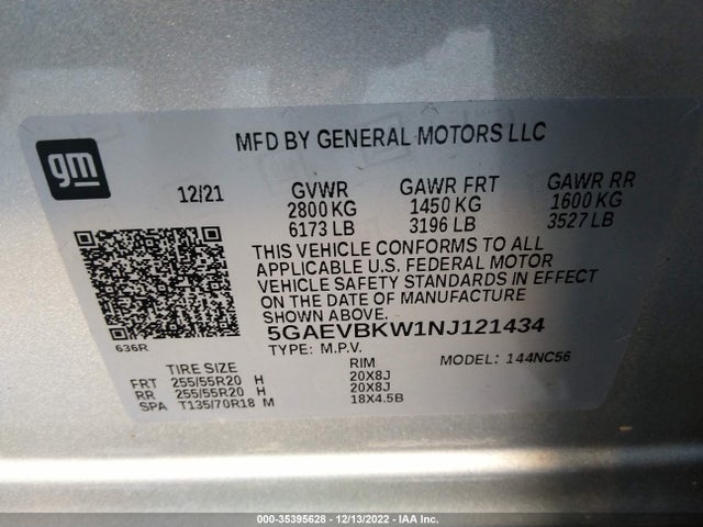2022 Buick Enclave, VIN: 5GAEVBKW1NJ121434