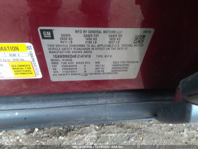 2015 GMC Acadia, VIN: 1GKKRNED4FJ147419
