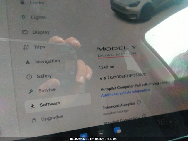 2022 TESLA MODEL Y PERFORMANCE VIN: 7SAYGDEFXNF558632