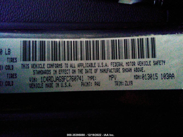 Dodge Durango Sxt 2015 1C4RDJAG9FC760741 Image 9
