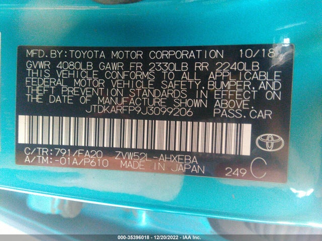 2018 Toyota Prius, VIN: JTDKARFP9J3099206
