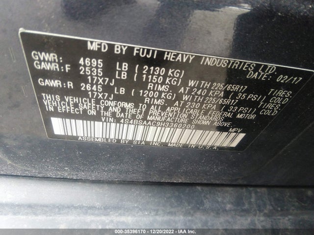 Subaru Outback 2017 4S4BSAAC9H3360200 Image 10